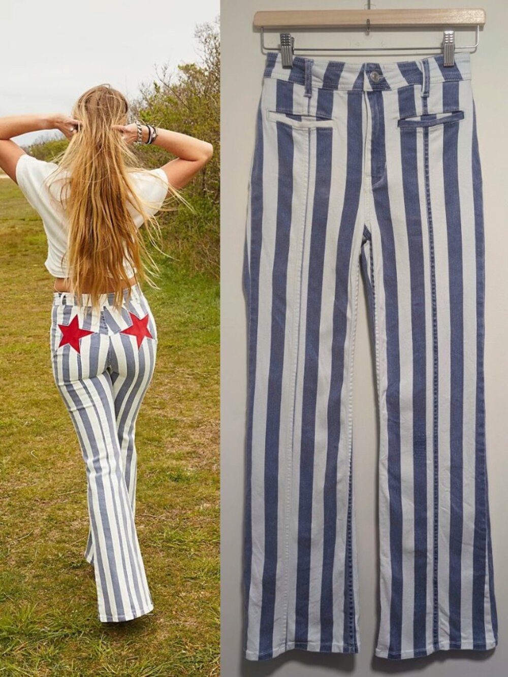 FP We The Free | Firecracker Striped Flare Jeans